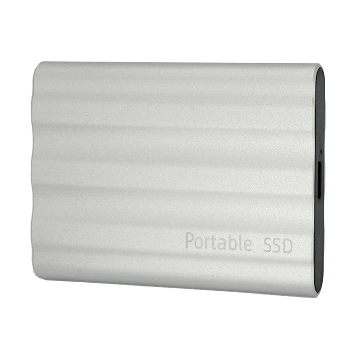 SSD extern 1TB, unitate mobila de mare viteza, argint, compatibil cu PC, laptop si Mac