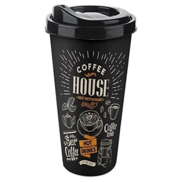 Pahar cu capac Coffee, 400 ml, Titiz AP-9122