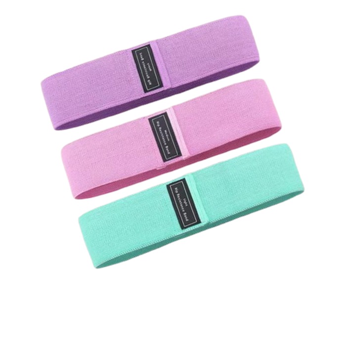 3 db-os gumiszalag készlet fitneszhez, sportgyárhoz, jógához és pilateshez, többszínű, különböző méretekben