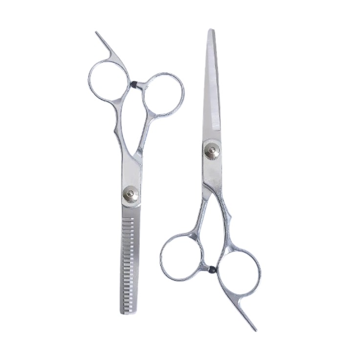 Ezüst rozsdamentes acél fodrászolló készlet fésűvel