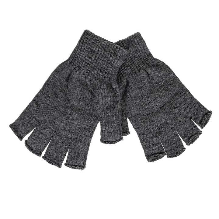 Mânuși decupate antracit pentru bărbați, textil, 1 pereche