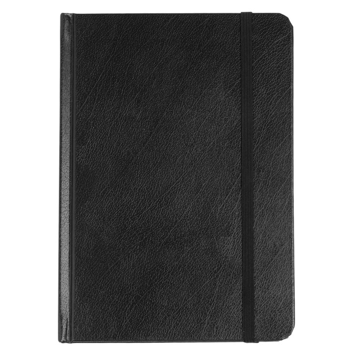 Черен тефтер A5 от полиуретан с ластик - 100 листа