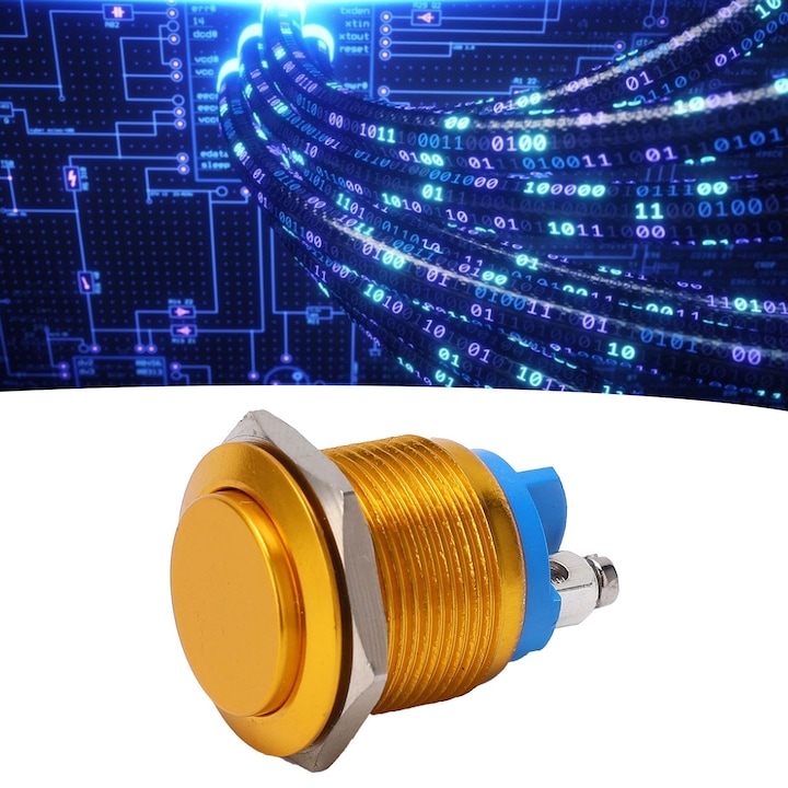 Jormftte fém kapcsoló, 19mm, kerek fejű, vízálló, önreset