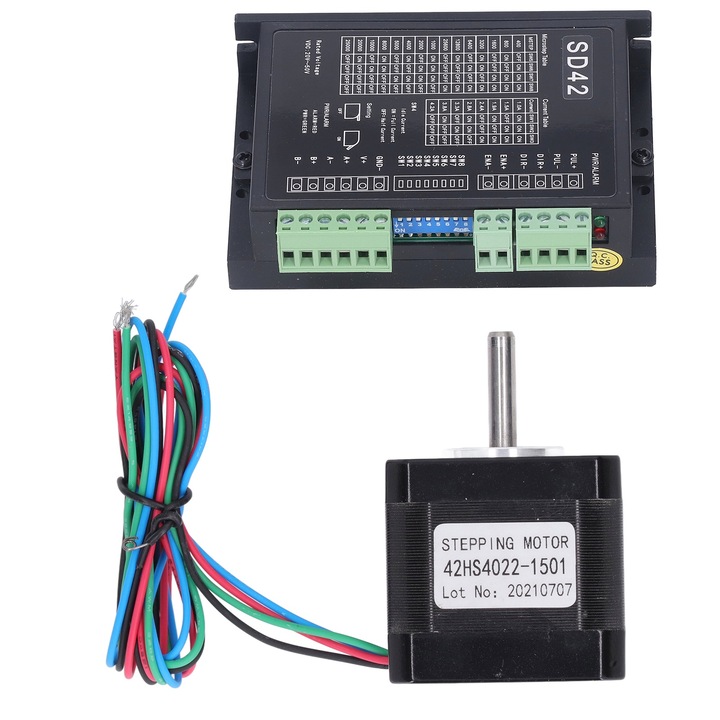 Motor pas cu rotor reglabil din otel siliconic cu driver pentru masina de gravat cu imprimanta in 2 faze, Enforose