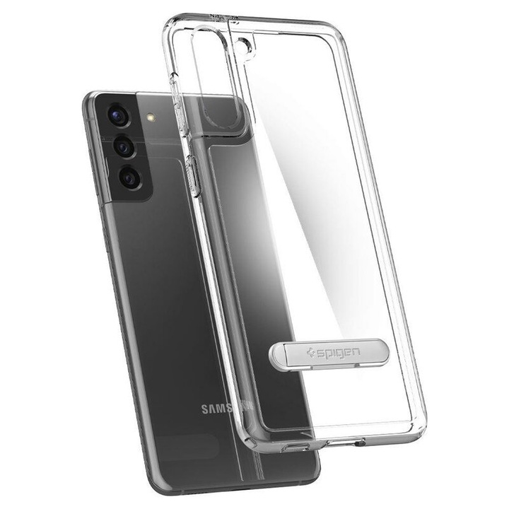 Husa de protectie compatibila cu Samsung Galaxy S21 Plus, Ultra Hybrid S, cu kickstand, silicon, Transparent