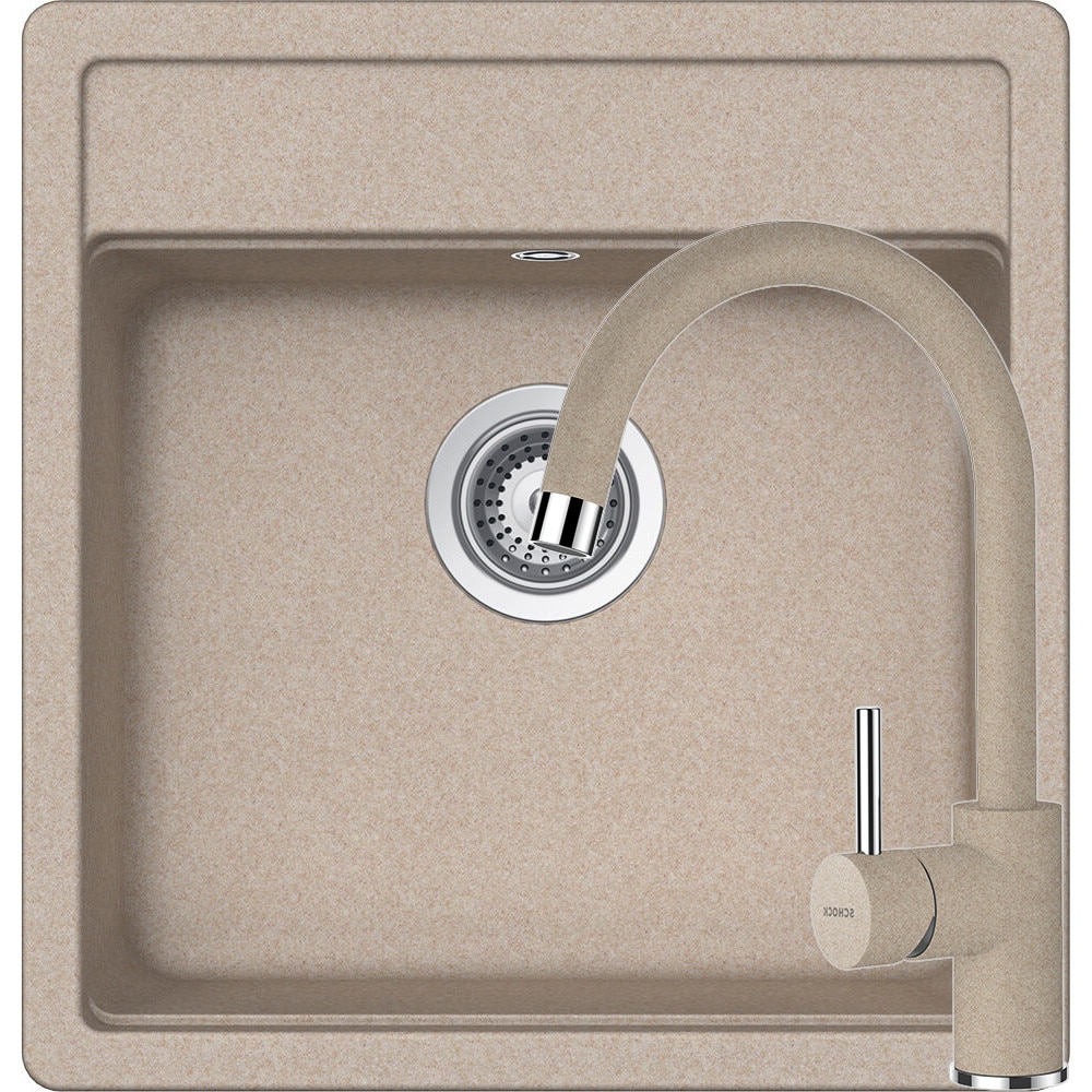 Kit chiuveta Schock Nemo N-100S 490 x 510 mm si baterie Schock Plutos Sabbia Cristalite