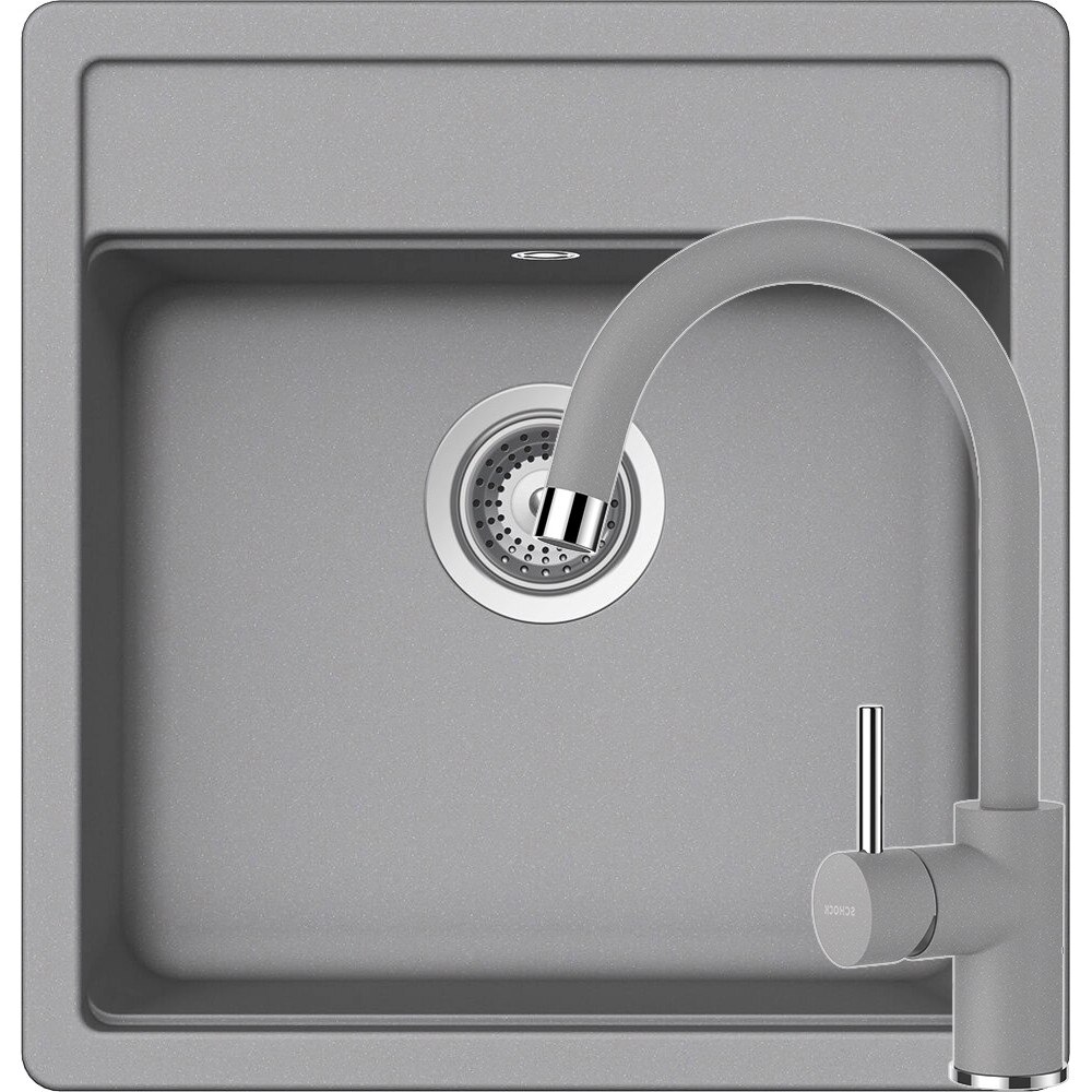 Kit chiuveta Schock Nemo N-100S 490 x 510 mm si baterie Schock Plutos Croma Cristalite