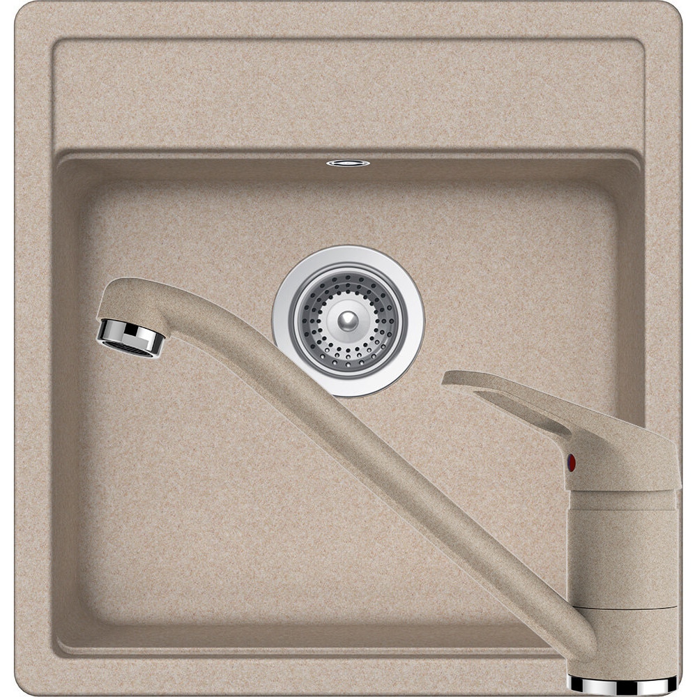 Kit chiuveta Schock Nemo N-100S 490 x 510 mm si baterie Schock Cosmo Sabbia Cristalite