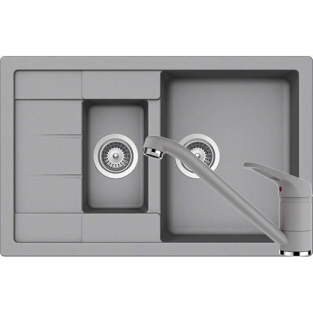 Kit chiuveta Schock Manhattan D-150S 780 x 500 mm si baterie Schock Cosmo Croma Cristalite