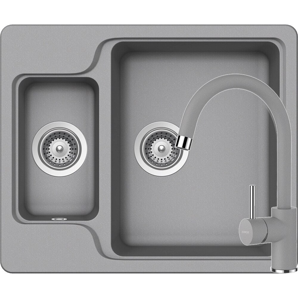 Kit chiuveta Schock Manhattan N-150 610 x 510 mm si baterie Schock Plutos Croma Cristalite