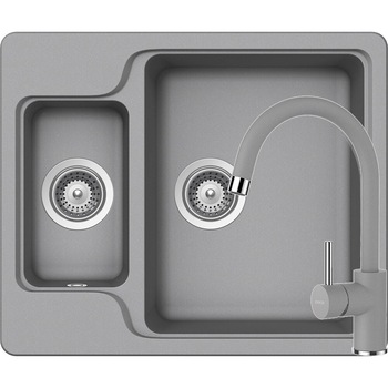 Kit chiuveta Schock Manhattan N-150 610 x 510 mm si baterie Schock Plutos Croma Cristalite Kit chiuveta Schock Manhattan N-150 610 x 510 mm si baterie Schock Plutos Croma Cristalite