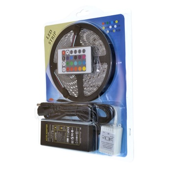 Kit banda led rgb 5050 exterior cu alimentator si telecomanda ir Kit banda led rgb 5050 exterior cu alimentator si telecomanda ir