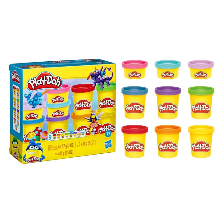 Gyurma, Hasbro, Play-Doh, többszínű készlet, 9 darabos kapacitás