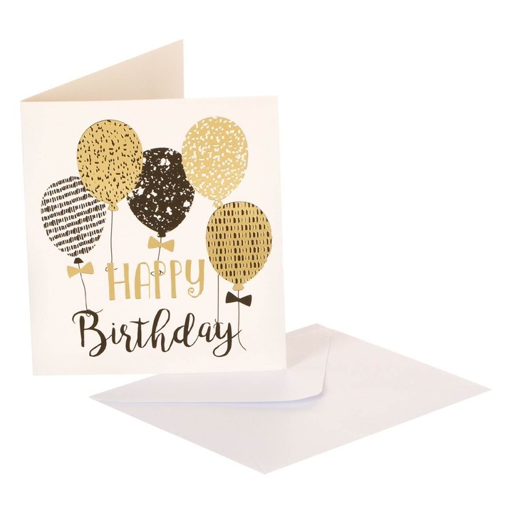 Felicitare zi de nastere,"happy birthday" 7.5x8.5cm, plic