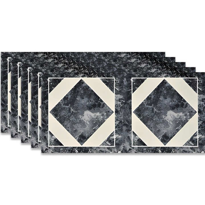 Set 10 x Placi imitatie Marmura autoadezive HOZRO, Model abstract, pentru pereti, acopera o suprafata de 1.8 mp, design modern, foarte usor de montat, PH004