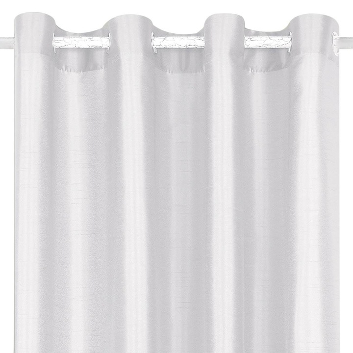Декоративна завеса от изкуствена коприна, цвят бял, размер 140x260 см, халки 4 см, полиестер