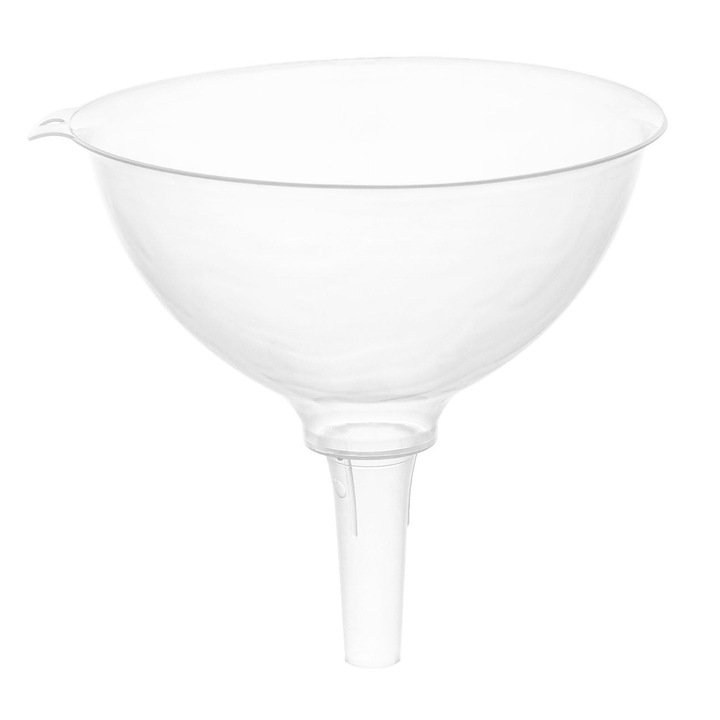 Műanyag tölcsér, 16 cm, átlátszó