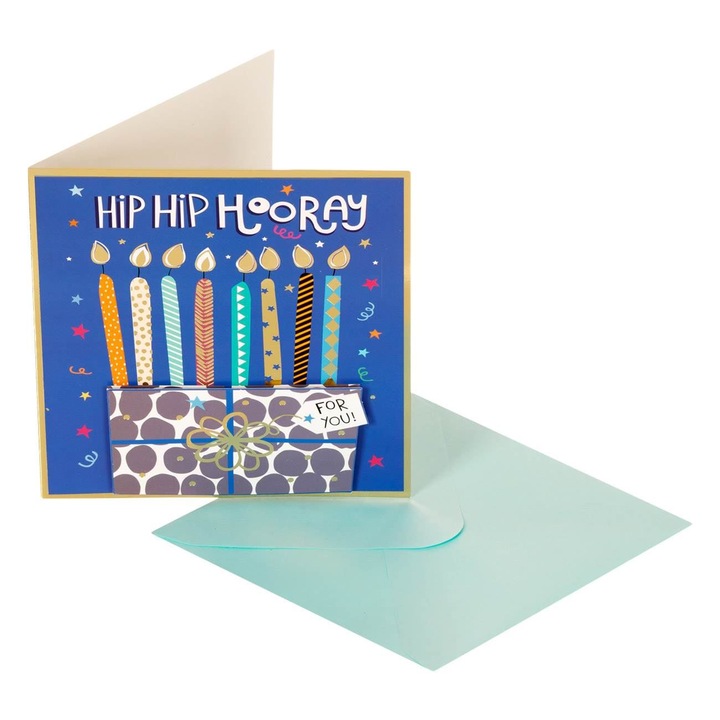 Felicitare cu plic zi de nastere, 3D, tort, 15x15cm