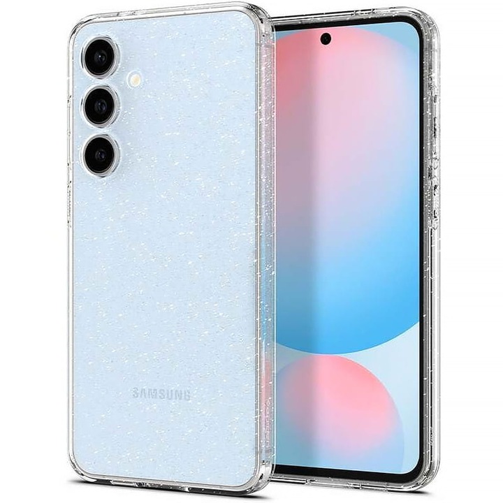 Husa Spigen Liquid Crystal Glitter pentru Galaxy S24 FE, transparent cu sclipici