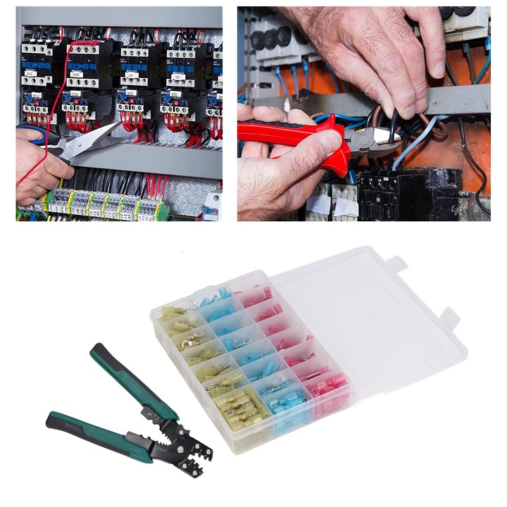 Jormftte Ferrule krimpelő szerszámkészlet, 200 hőre zsugorodó csatlakozó, vízálló, AWG 22-10