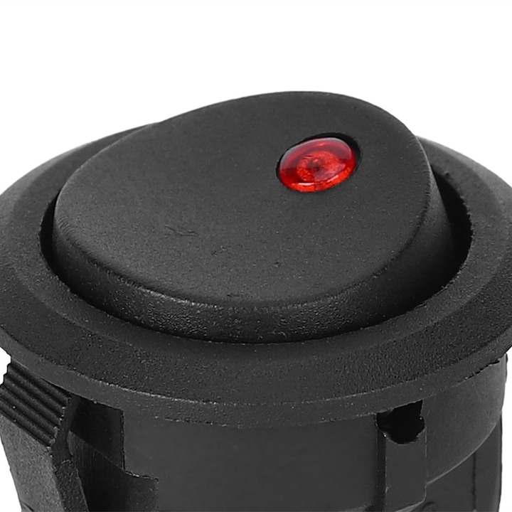 Jormftte kerek ki/be kapcsoló, 3 tűs, piros, 12V, 20A, átmérő 23mm