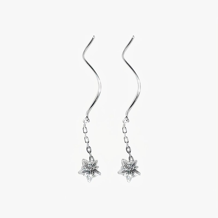 Női fülbevaló, WELUOT, Ezüst/Cirkónium, 4cm, Ezüst