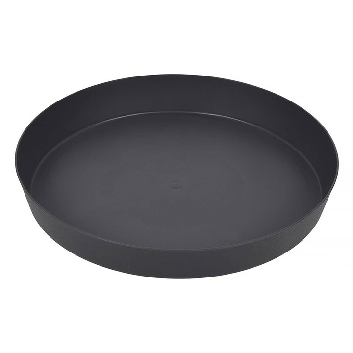 Lemez virágcserepek, műanyag, átmérő 24,5 cm, magasság 3,3 cm, antracit