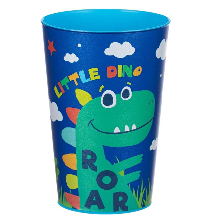 Pahar din Plastic Bleu Dinozaur 340ml