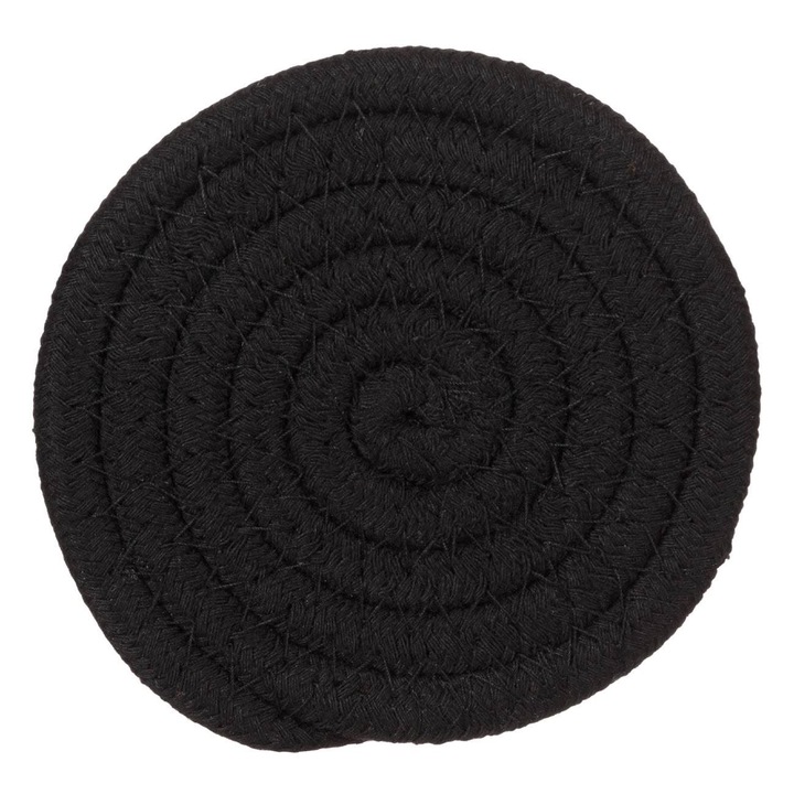 Suport pentru Pahare din Sfoara Rotund Negru 10cm