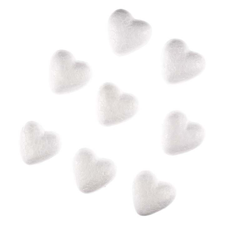 Inimi Albe din Spuma pentru Creatii 4cm - 8buc