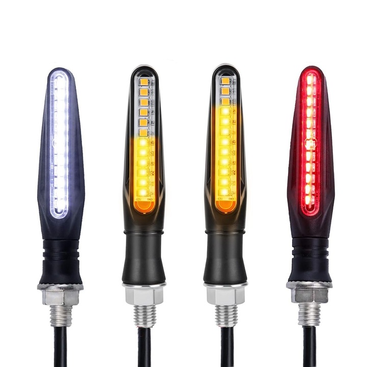 Set 4 semnalizatoare LED pentru motocicleta, WELUOT, 12V, impermeabile