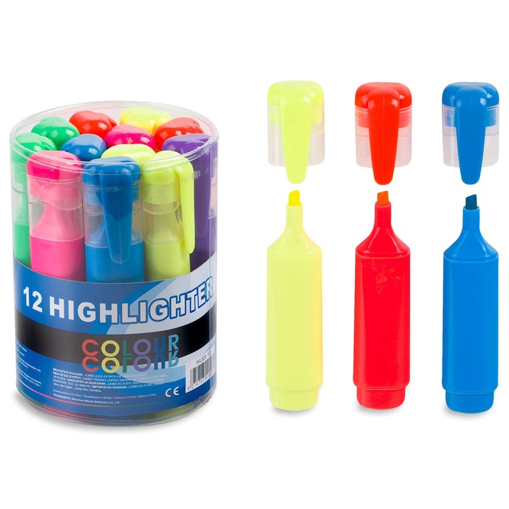 Kiemelő készlet, 12 db, többszínű, műanyag, MYONNA IT & E- COMMERCE