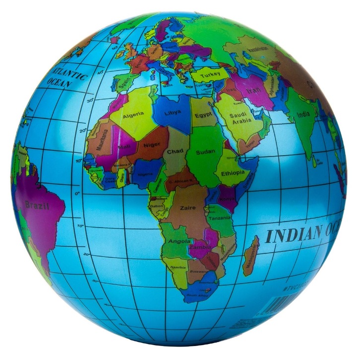 Minge cu Model Glob Pamantesc pentru Plaja 22cm