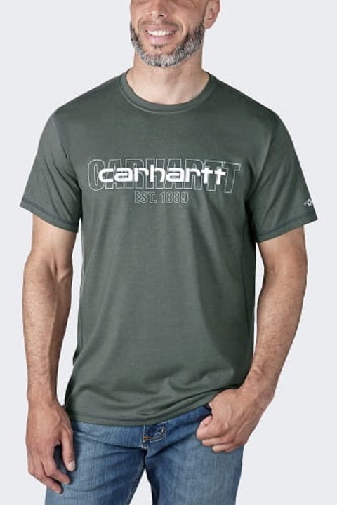 Carhartt Force férfi póló, karbon, hőkomfortos, gyorsan száradó, 60% pamut/40% poliészter, S INTL