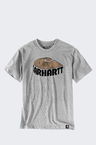 Tricou barbati Carhartt Heavyweight Camo C, gri heather, bumbac