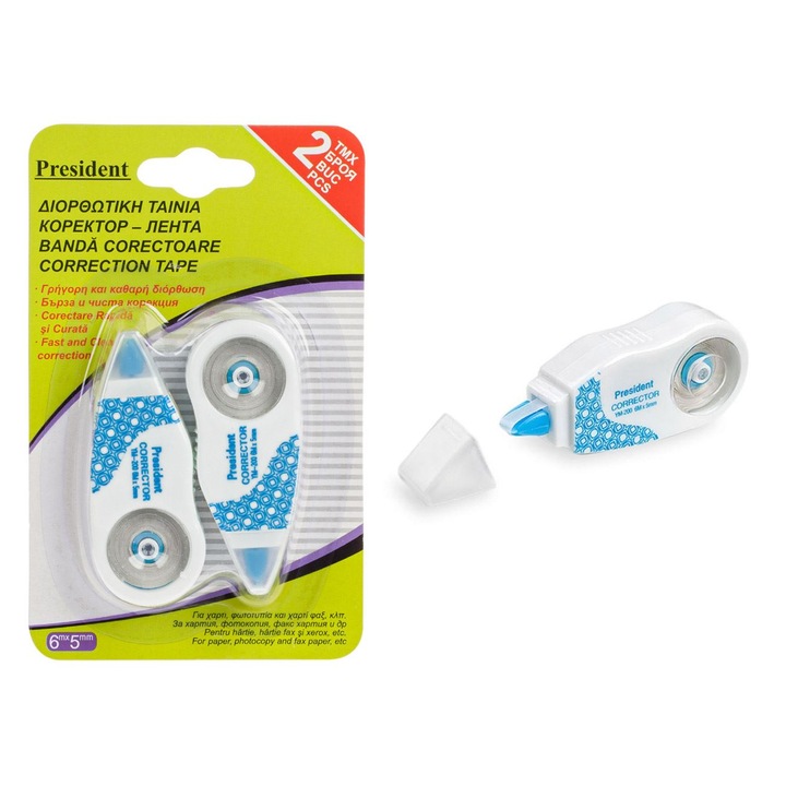 Mini korrekciós szalag készlet, 6m x 5mm, fehér, 2 db