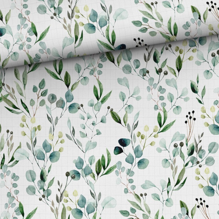 Material textil, Muselina de bambus imprimat Eucalipt, 100% bambus