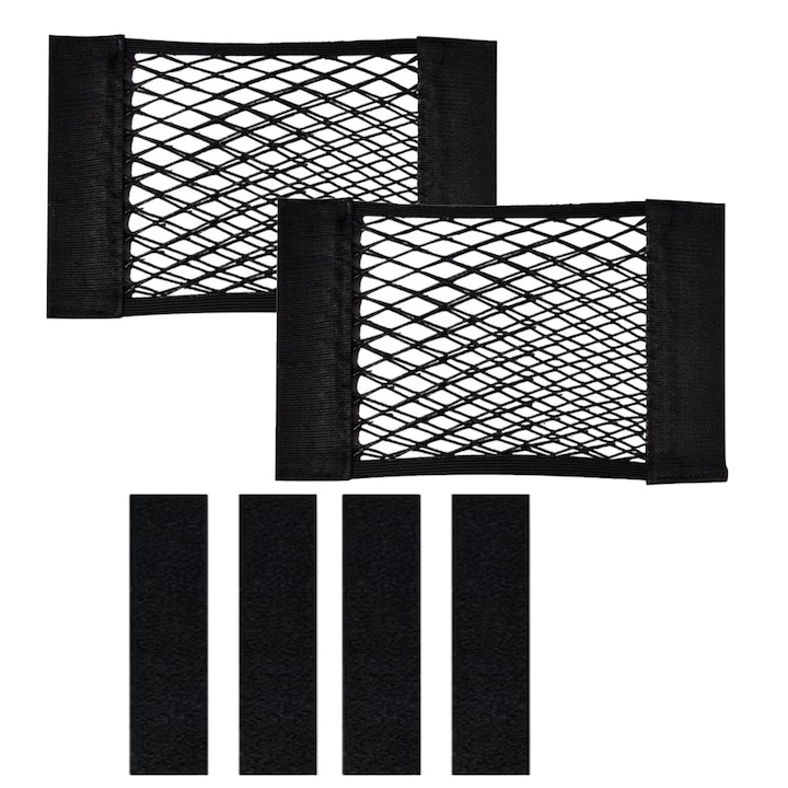 Set 2 suporturi auto elastice pentru portbagaj, WELUOT, 40x25cm, negru