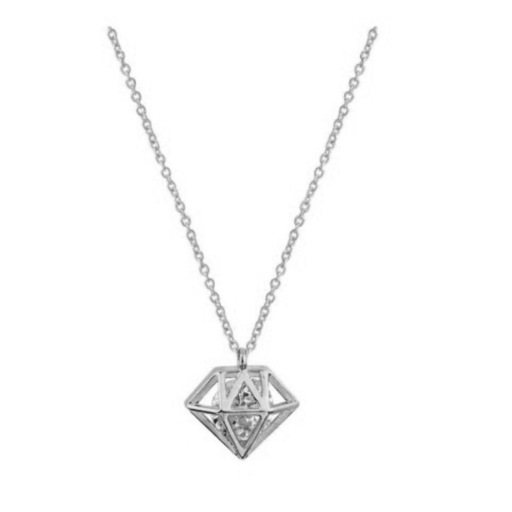 Colier de dama cu medalion Diamant din Zirconiu din aliaj Argintiu Silver (Ambalaj CADOU CUTIE)