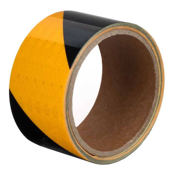 Banda adeziva reflectorizanta galbena neagra 3mx5cm