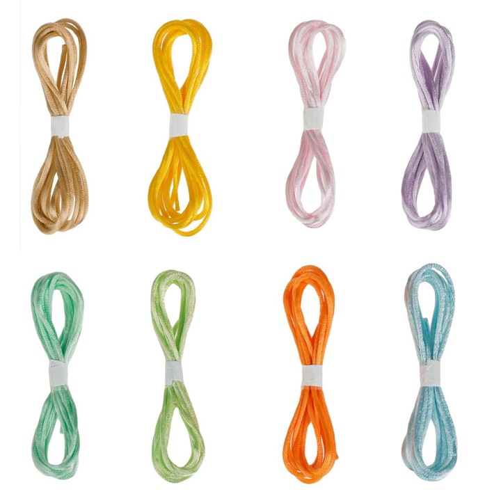 Set Sireturi Satinat, 8 Buc, 1.8m, Multicolor, Poliester