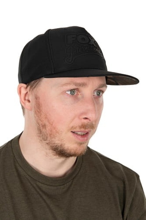 Caciula Snapback Fox, neagra cu camuflaj, 100% poliester