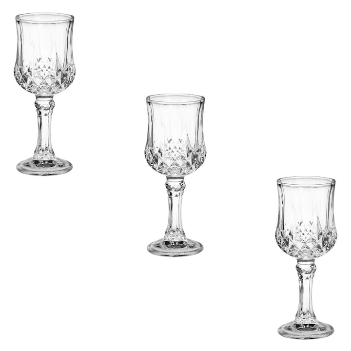 Set Pahare Lichior, Model Diamond, Capacitate 56.8 ml, Sticla Transparenta, 3 Bucati, COMSTO IT & E- COMMERCE ®