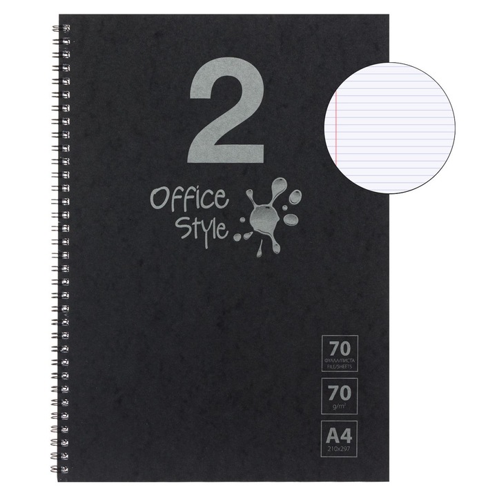 A4-es fekete Dictando notebook spirállal és 2 témával - 70p