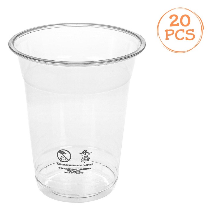 Pahare din Plastic Transparente 400ml - 20buc