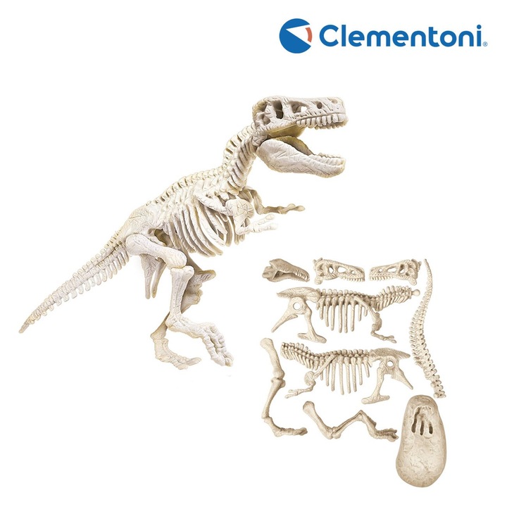 Set Fosile Dinozauri Clementoni, Tiranozaur, Straluceste in Intuneric, Realitate Augmentata