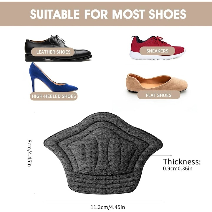 Комплект от 4 протектора за пети, WELUOT, 5 мм, черни, универсален размер