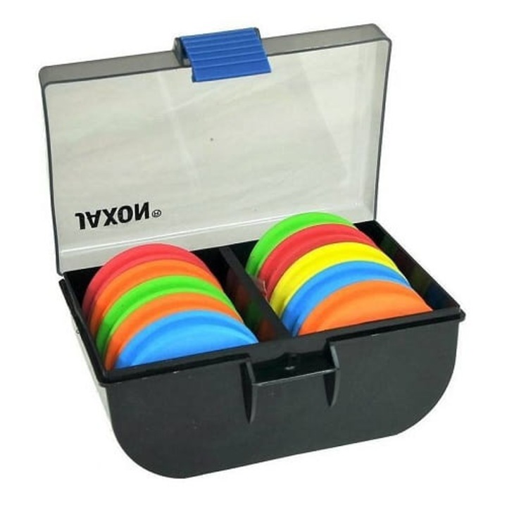 Cutie cu 10 spule Jaxon pentru monturi, 5 culori, 15,5x12x7cm