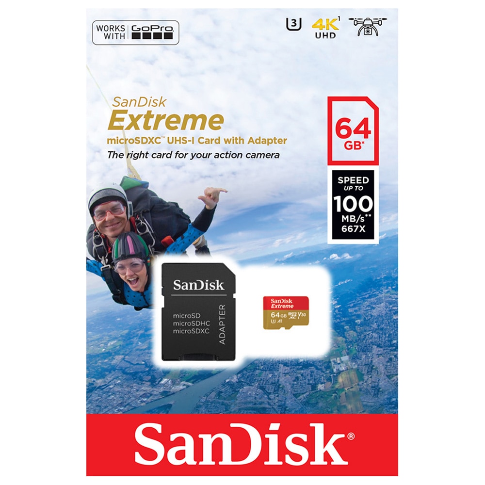 Mariner Remains bungee jump Card de memorie SanDisk Extreme Micro SD, 64 GB UHS-I, V30, A1, 4K UHD, 100  MB/s - eMAG.ro