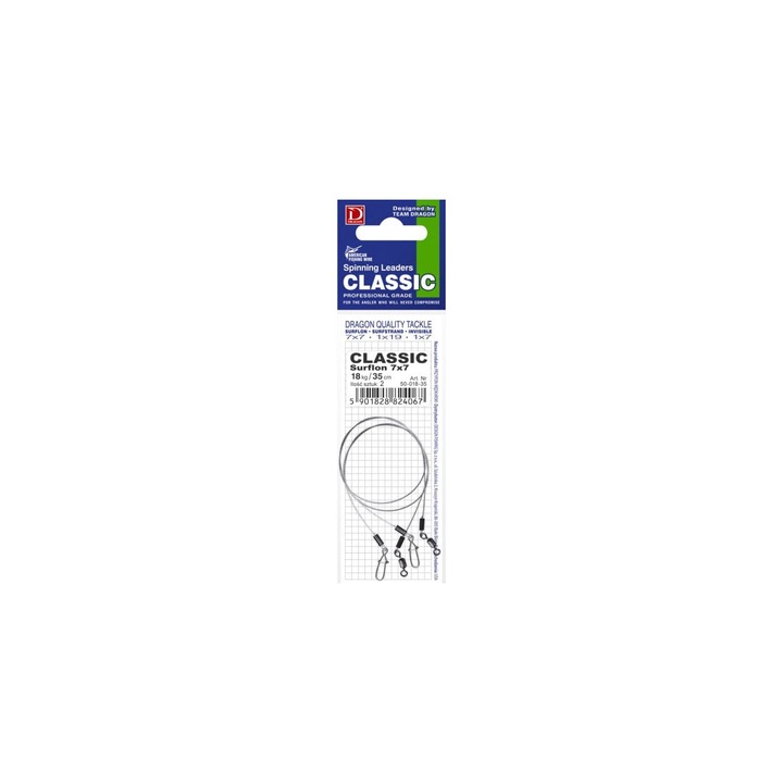 2 db-os Dragon Classic 1x19 Surflon 8kg markolat szett, 15cm, fekete